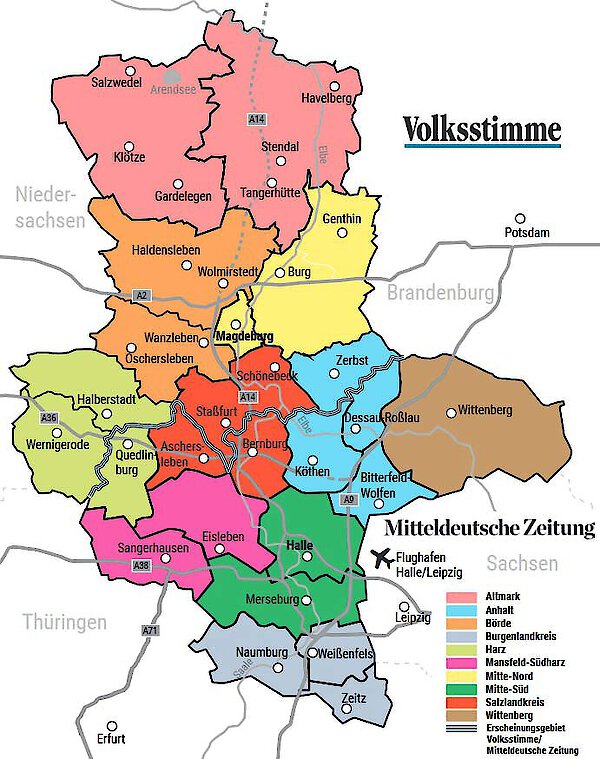 Verbreitungskarte Mitteldeutsche Zeitung